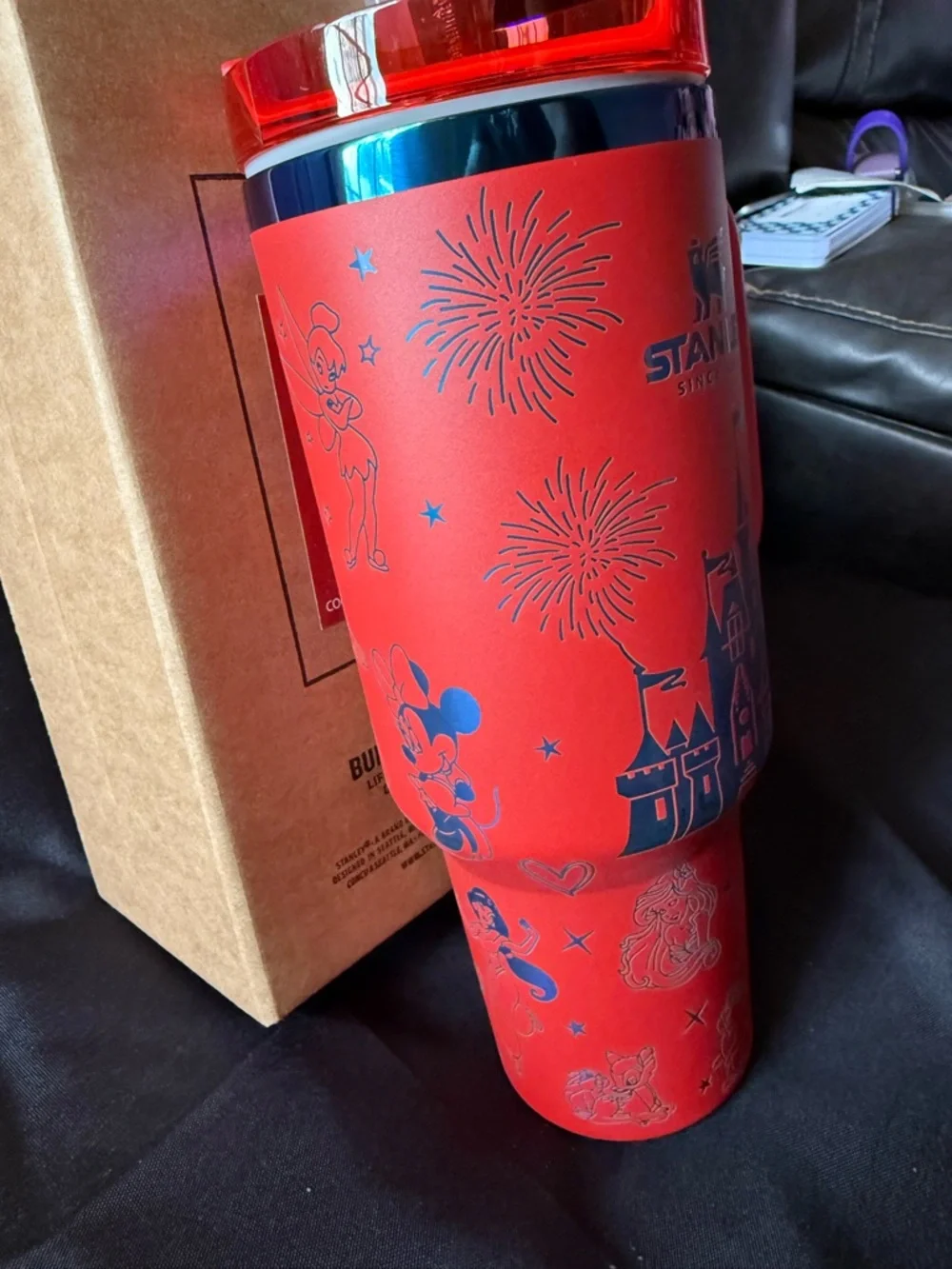New Stanley 40oz Red Laser Engraved Magical Castle and Friends with Straw - Picture 4 of 14